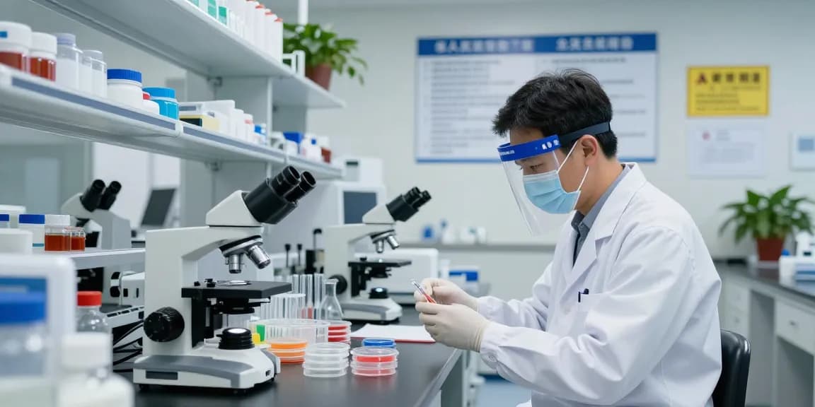 Researcher using masque protection in a modern lab environment ensuring safety and compliance.
