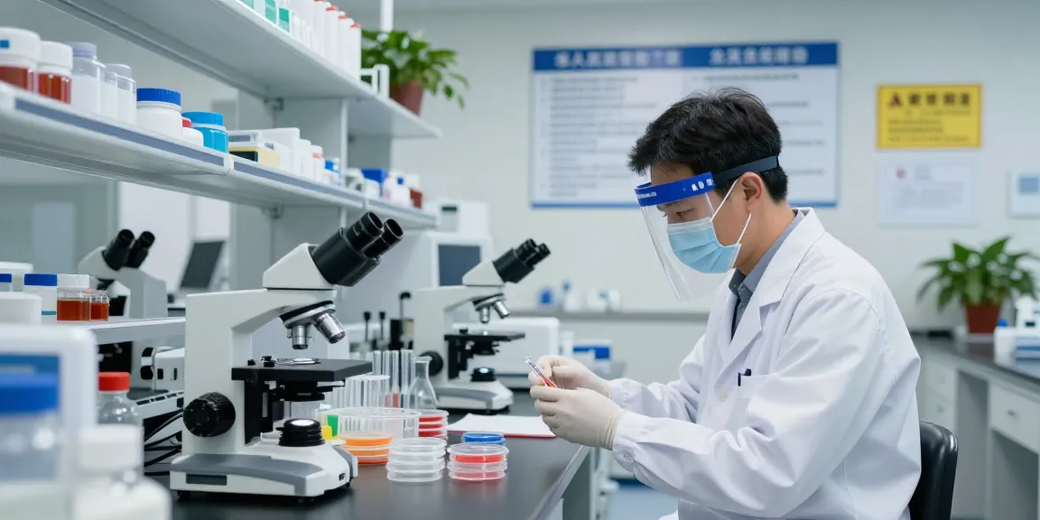 Researcher using masque protection in a modern lab environment ensuring safety and compliance.